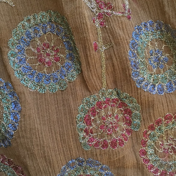 Free People camisole slit back/embroidered gauze feminine floral - Picture 6 of 8